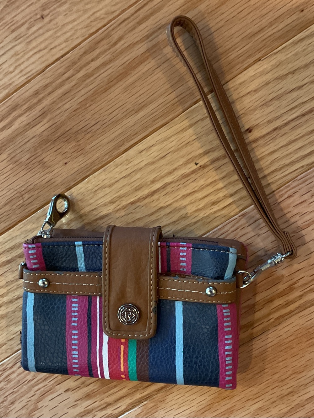 Relic Multicolor Striped Wristlet with Tan Trim